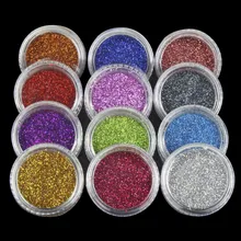 12 Color Assorted Nail Glitter Set Glitter Powder Nail Art Decoration Tools Nail Glitter Holographic Dust Powder WY559