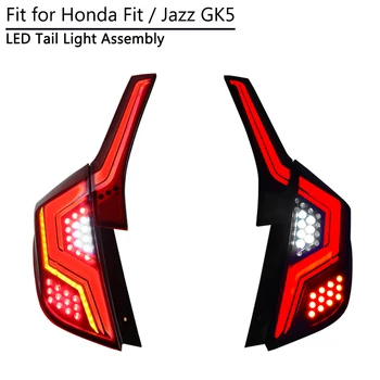 

LED Tail Light Assembly for Honda Fit Jazz GK5 2014-2019 Rear Lamp Honeycomb Style Driving Fog Light Stop Brake Lamp Turn Signal