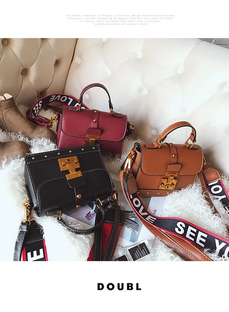 Women Vintage Leather Handbag Small Rivets Flap Shoulder Bag Colorful Wide Strap Crossbody Bag for Girls Green Brown Black Purse  (8)