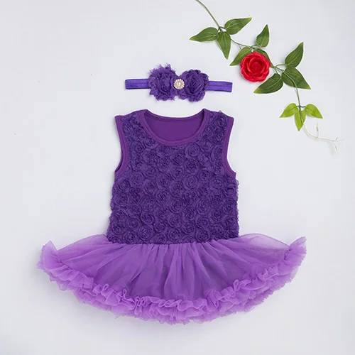 YK& Loving/платье с цветочным рисунком, фиолетовые, красные, фиолетовые, черные платья на крестины для маленьких девочек, платье-комбинезон без рукавов с юбкой-пачкой, комплект из 2 предметов для малышей 0-24 месяцев - Цвет: RN110