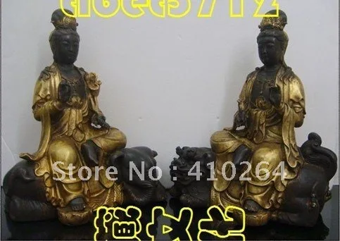 

[Nice Discount ] Collectibles Nepal Tibetan A pair bronze MANJUSHRI & Vishvabhadra buddha statues