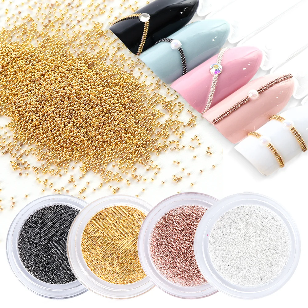 

1pcs 0.4mm Nail Beads Metal Steel Caviar Studs Nail Art Decoration Rose Gold/Gold/Silver/Grey 3D Glitter Charm Manicure JI829