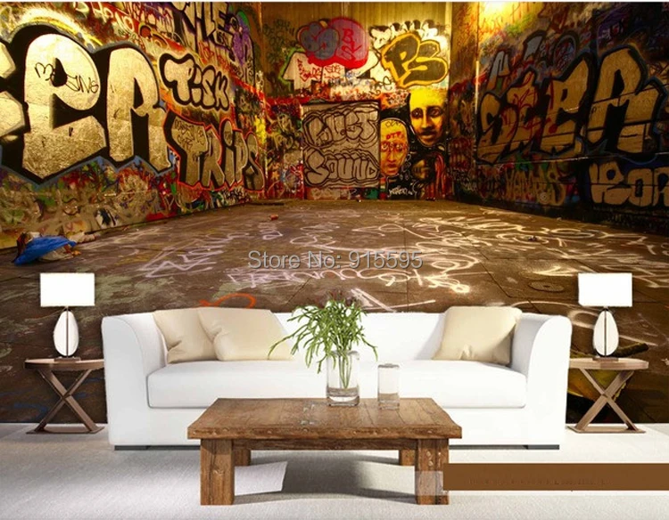 Пользовательские Настенные обои 3D Красочные граффити ретро современный стиль Фреска детская комната гостиная KTV спальня фон обои