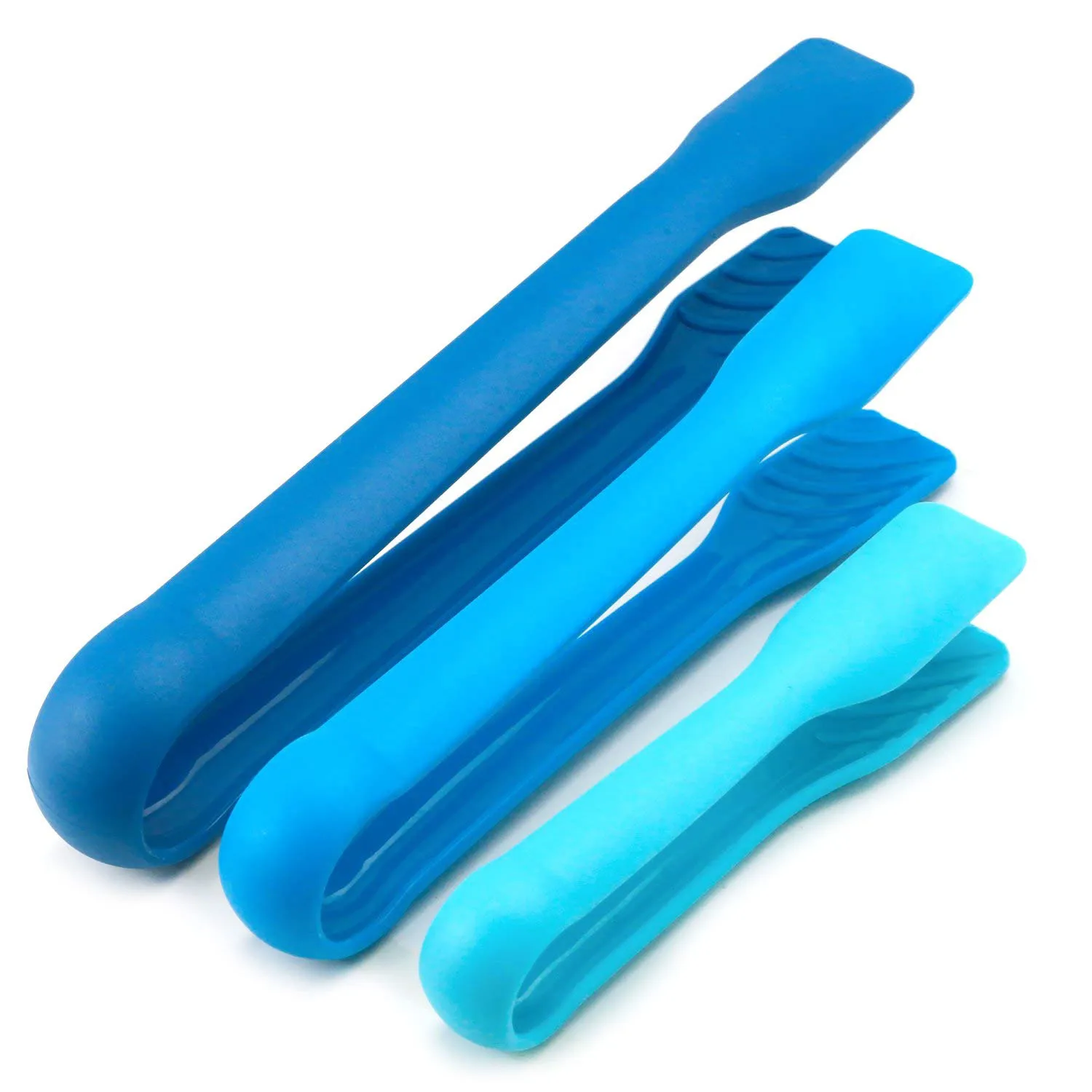 Set of 3 Tone Blue Compact Large Medium Small Plastic Cooking Tongsin