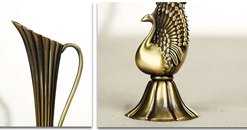 Европейский ретро павлин ваза металлический сплав золото/бронза Маленькая ваза современный стол античный творческий дом декоративная Цветочная бутылка/кувшин