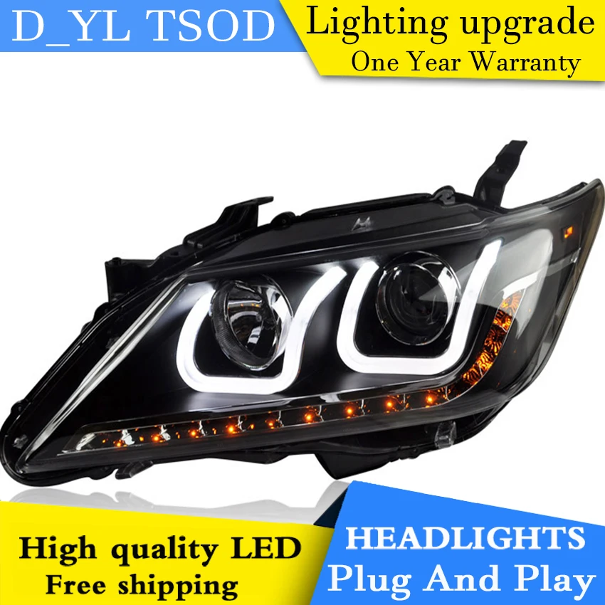 D_YL Car Styling for Toyota Camry Headlights 2012-2014 LED Headlight DRL Lens Double Beam H7 HID Xenon bi xenon lens | Автомобили и