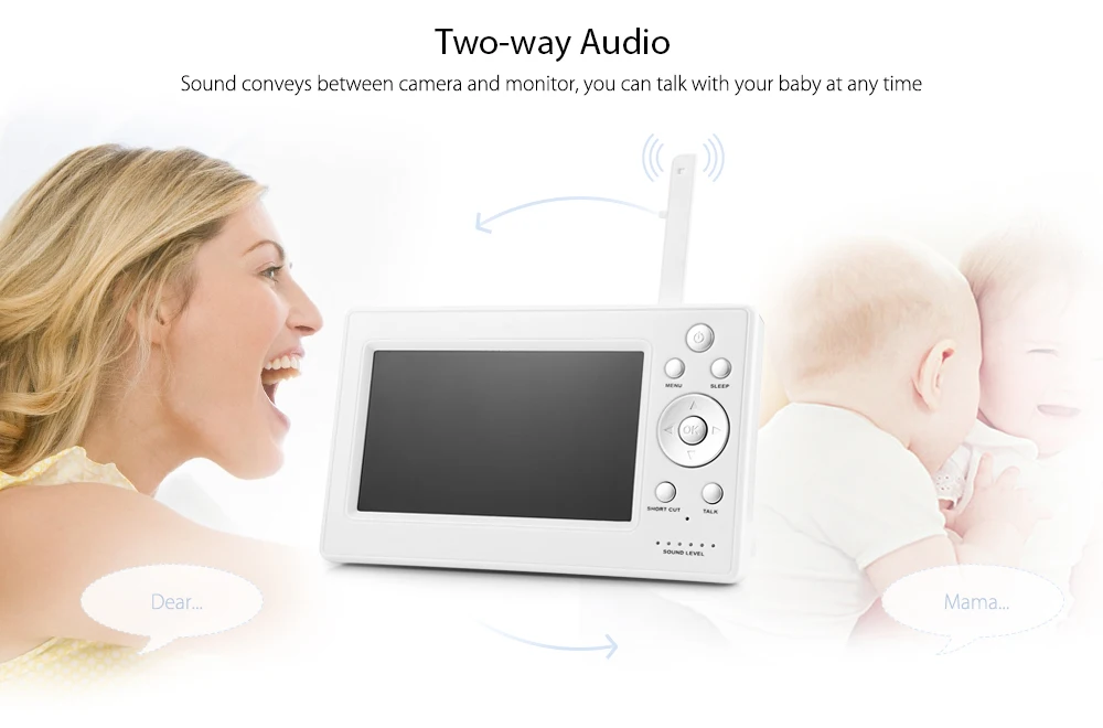 720P HD 5 дюймов ЖК-дисплей Экран для младенцев, безопасная спальный монитор двухстороннее аудио звук Температура сигнализации детский спальный монитор