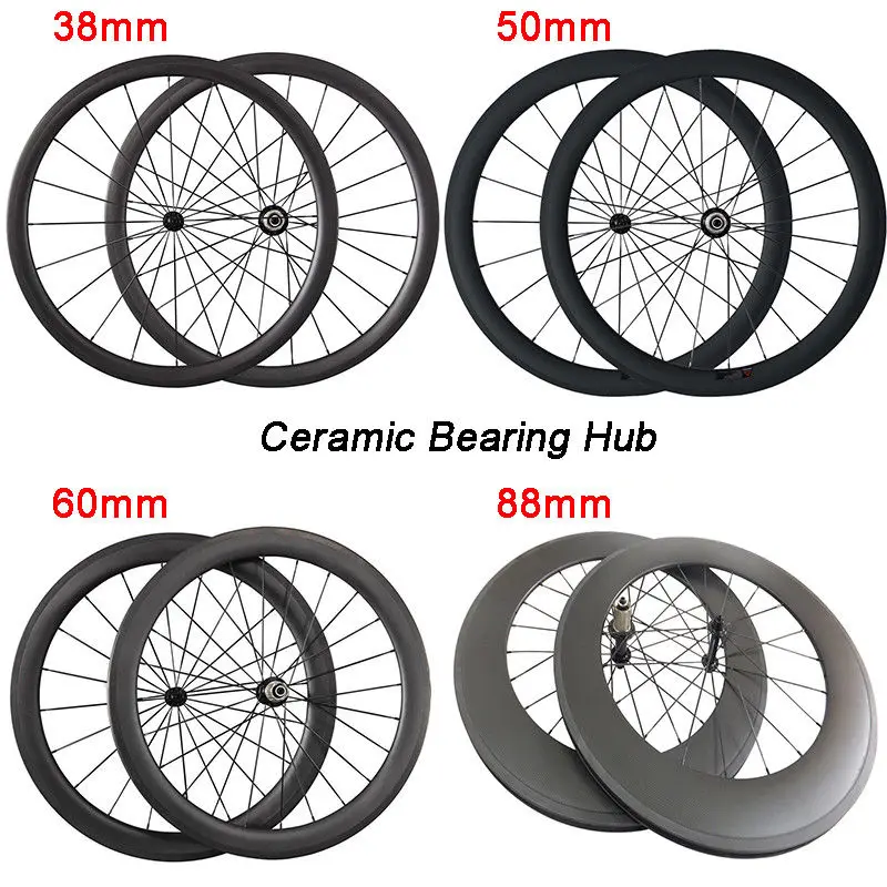 

OZUZ Powerway R13 Ceramic Bearing Hubs Road Bicycle Wheels 38 50 88 Brake Carbon Wheelset Tubular Clincher 23mm Width 700c 3K
