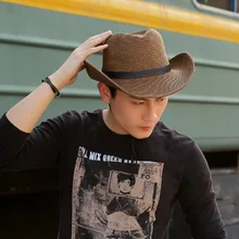 Ковбойские шляпы летние однотонные Модные летние шляпы для путешествий круглые праздничные ковбойские шляпы пляжные ковбойские соломенные мужские шляпы