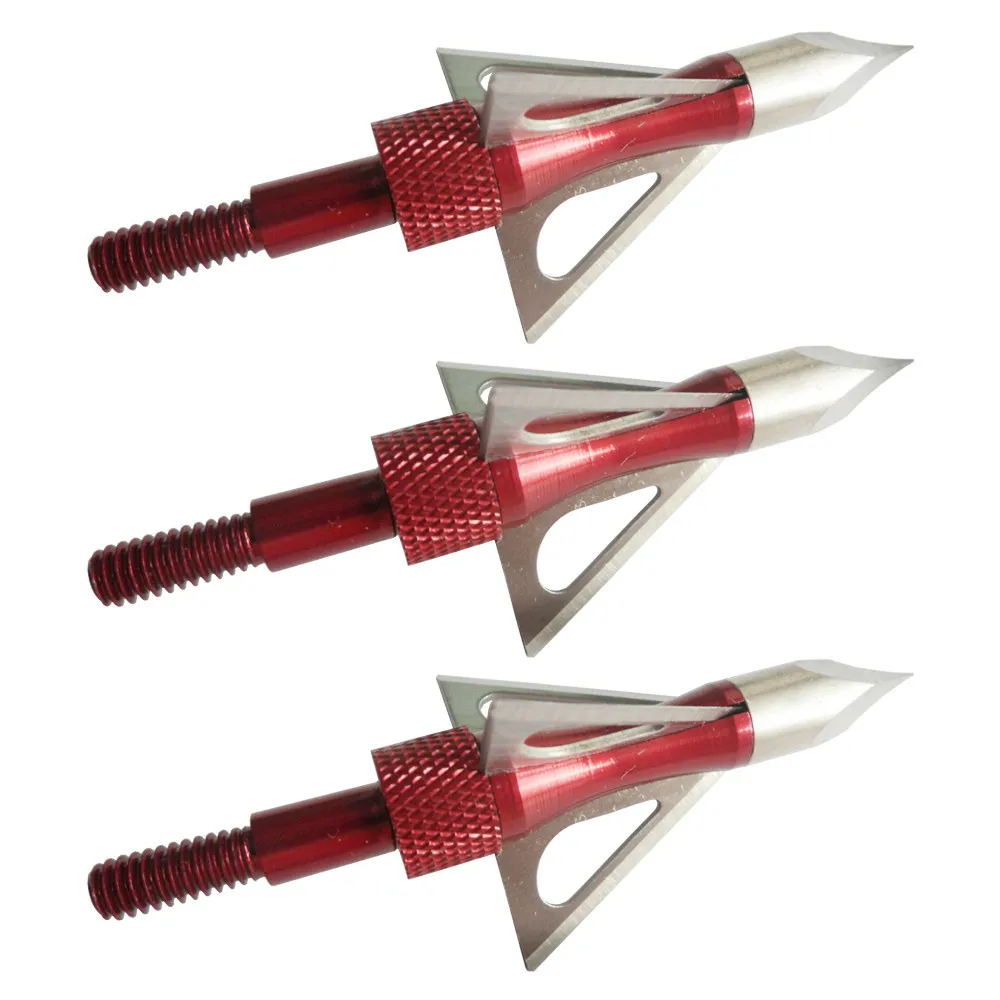 3Pcs Red Chase Arrowhead 3 Fixed Sharp Blade Broadheads for Outdoor