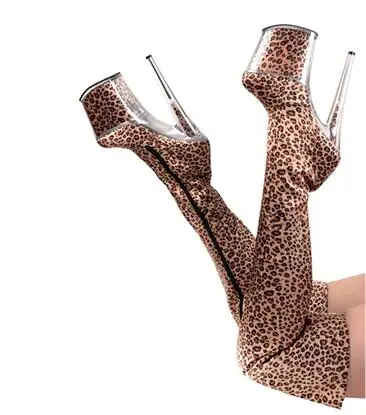 Picture As Cm Sexy Largas 20 De Boot Talón Moda Del Partido Botines Leopardo Aguja Diversión Club Sobre Tacón Modelo Botas Rodilla Mujer Plataforma La pgnBqB