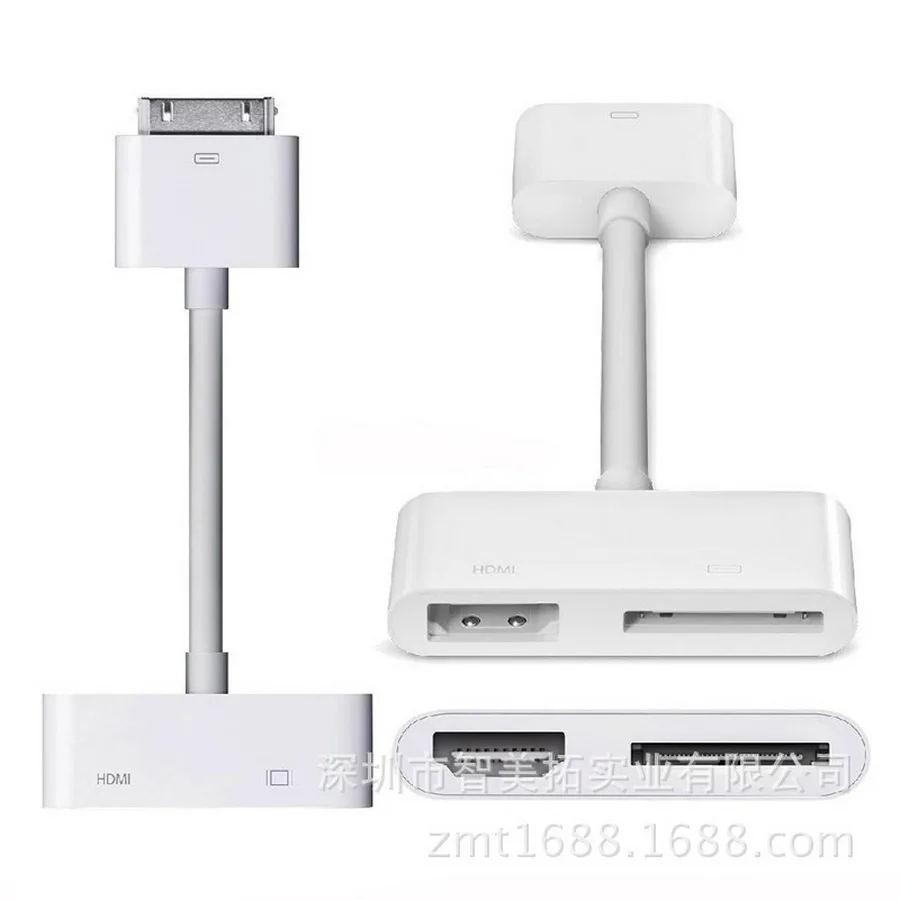 

dhl or fedex 100pcs AV HDMI Adapter Cable Connector 30Pin Dock Connector to HDMI for iPhone 4 4s For iPad 2 3 For iPod For iPad