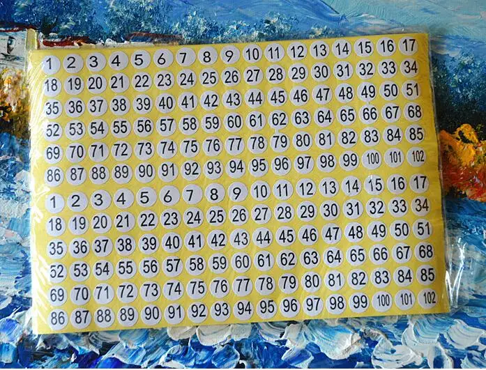 

15 sheets Number 1-102 Stickers White Small Round Circle Number Label Stickers Number Tags Garment size Sticker