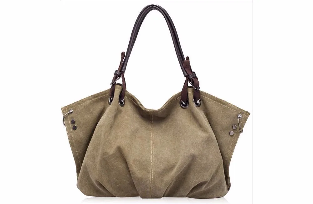 Women Fashion Canvas Handbags Retro Large Capacity Female Shoulder Bags Stylish Casual Crossbody Bags Classic Solid Totes TTOU 20