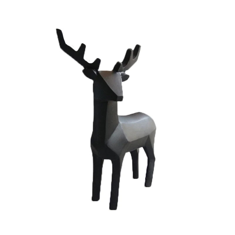 BUF Modern Abstract Small Black Deer Statue Resin Ornaments Home