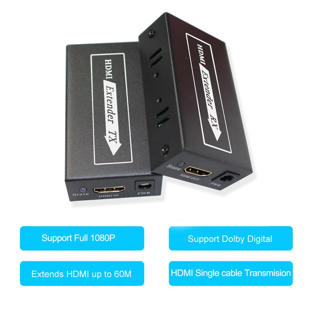 HDMI Extender передатчик TX/RX 1080 P 3D 60 м CAT6 RJ45 Поддержка 3D для ТВ Проектор DVD