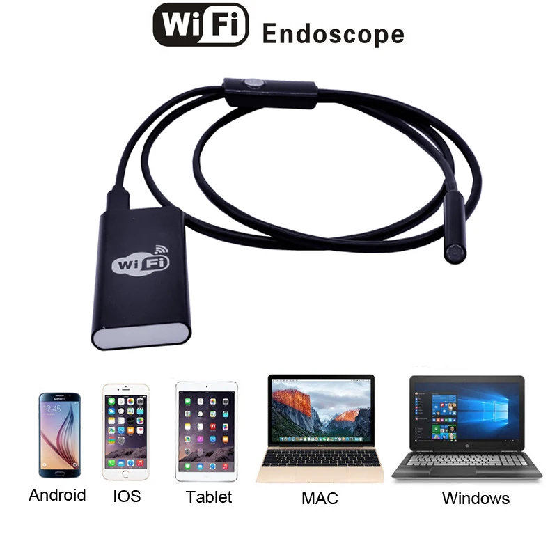  720P Wireless Wifi Endoscope 8mm 2MP Borescope Waterproof Inspection Snake Camera for iOS iPhone Android Phone Tablet PC 