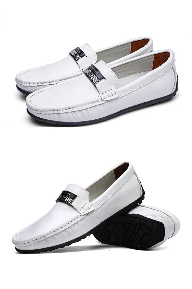 JKPUDUN/Мужская обувь из натуральной кожи; Роскошные брендовые лоферы; коллекция года; итальянская дизайнерская мужская обувь; повседневные Черные Мокасины без застежки; большие размеры