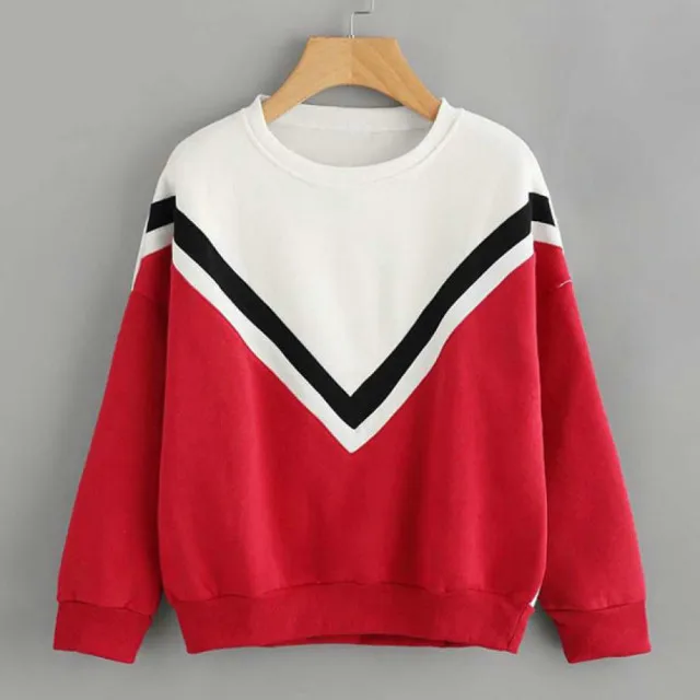 

Sleeper #W401 2019 NEW FASHION Womens Casual Patchwork Long Sleeve Sweatshirt Pullover Tops Blouse colorful hot Free Shipping