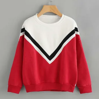 

Sleeper #W401 2019 NEW FASHION Womens Casual Patchwork Long Sleeve Sweatshirt Pullover Tops Blouse colorful hot Free Shipping