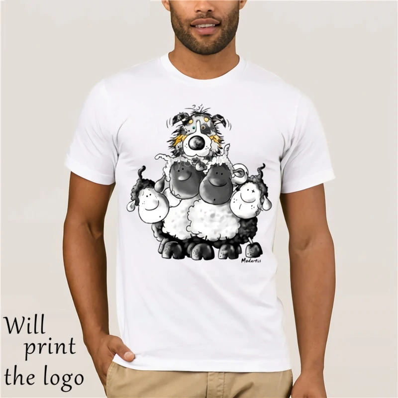 

Lovely Australian Shepherd And Sheep Dog Family Mans T Shirt Joker Gray Tees Shirts Cartoon Tops Custom Company