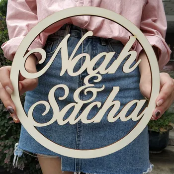 

Custom Wall Hanging Name Circle Laser Cut Baby Shower Wedding Birthdays Wood Name Sign Wall Decor Wood Letter