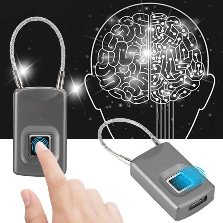 

Smart Keyless Lock Waterproof USB Fingerprint Lock Charging Fingerprint Padlock For Suitcase Cabinet