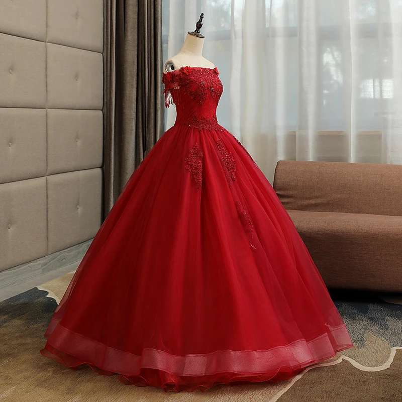 Quinceanera классическое платье Mrs Win с открытыми плечами для выпускного вечера
