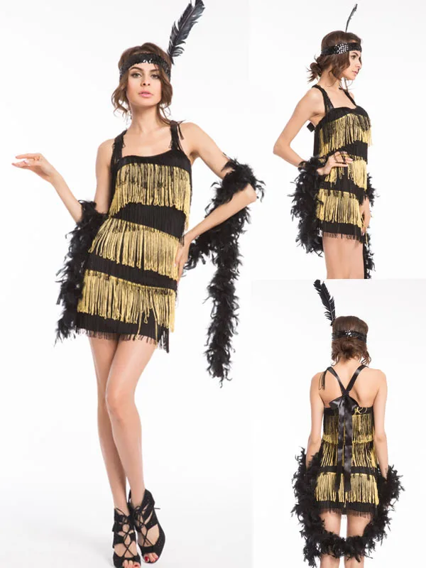 Горячая 1920s 20 золото/фиолетовый/розовый/красный/черный/серый Хлопушки костюм