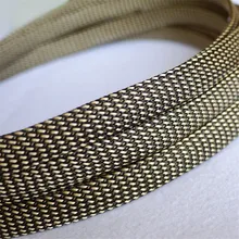 1 м черный и золотой 12 мм Плетеный ПЭТ расширяемый рукав высокой плотности Обшивка плетеный кабель рукава ткань кабель Винтаж