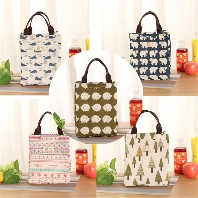 

Printing Waterproof canvas bag Insulation Package Portable Lunch Bags portable insulation lunch bag Box Handbag &