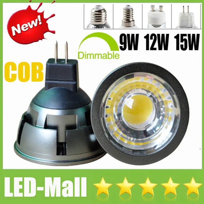 CREE COB 9 Вт 12 15 с регулируемой яркостью/без Светодиодный точечный светильник GU10 E27 E14