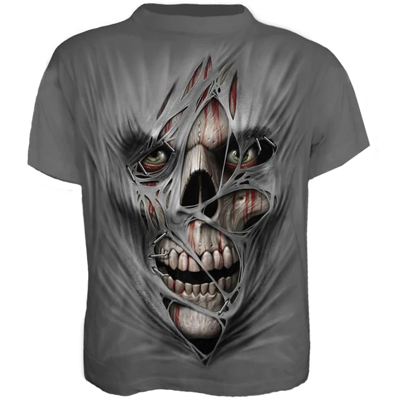 

Male Shirt 2019 New Mens Summer Skull Print Men Short Sleeve T-shirt 3D T Shirt Casual Breathable T-shirt Plus-size Tshirt M-4XL