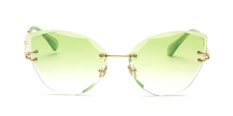 KEHU Новые солнцезащитные очки для Для женщин очки без оправы очки кошачьи глаза Брендовая Дизайнерская обувь Высокое качество оправы солнцезащитных очков UV400 K9400 - Цвет линз: C37 Gradation Green