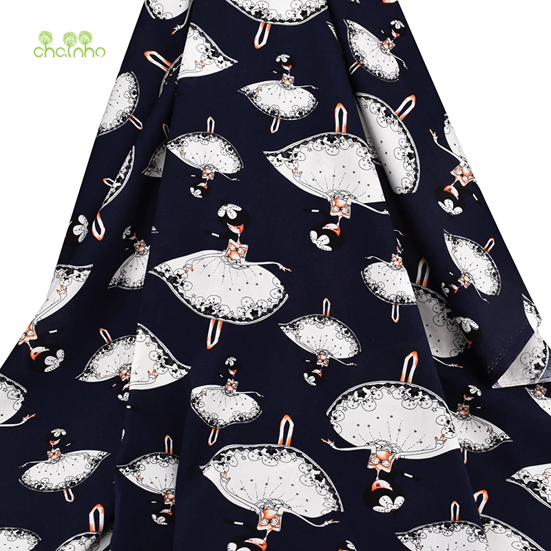 Chainho, летняя одежда, ткань/Танцевальная серия для девочек, с рисунком/имитация шелка/юбка/платье/рубашка материал/половина метра 50x140 см