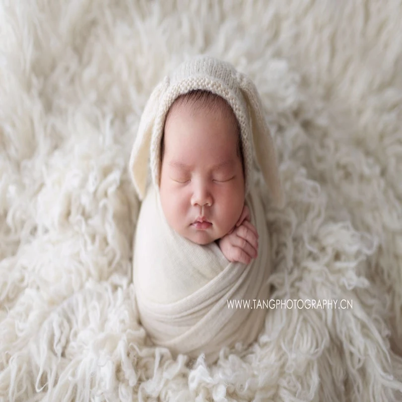 Ручной работы вязаный ангорковый шляпа для фотографирования новорожденных реквизит крючком ребенок кружевной капор prop