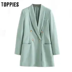 2019 двубортный маленький пиджак Женский Длинный блейзер офисный женский узкий пиджак однотонное пальто chaqueta mujer