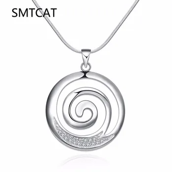 

SMTCAT Hot Sale Fashion argent AAA Zircon Round Spiral Pendant Necklace,Fashion Silver 925 Jewelry Necklace For Women