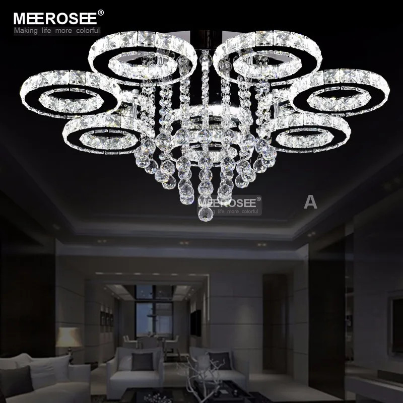 LED Crystal Ceiling Lamp Round Metal Base Home Decorative Light Fixture for Restaurant Shopping Mall Lustres de Cristal