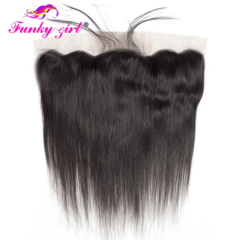 Funky Girl 13x4 Ear To Ear Lace Frontal Closure Bleached Knots With Baby Hair Brazilian Straight Closure Remy Human Hair