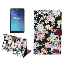 for Samsung Galaxy Tab E 9.6” T560 T561 Tablet Case Flowers PU Leather Wallet Cover Case for Galaxy Tab E 9.6 T560 with Stand