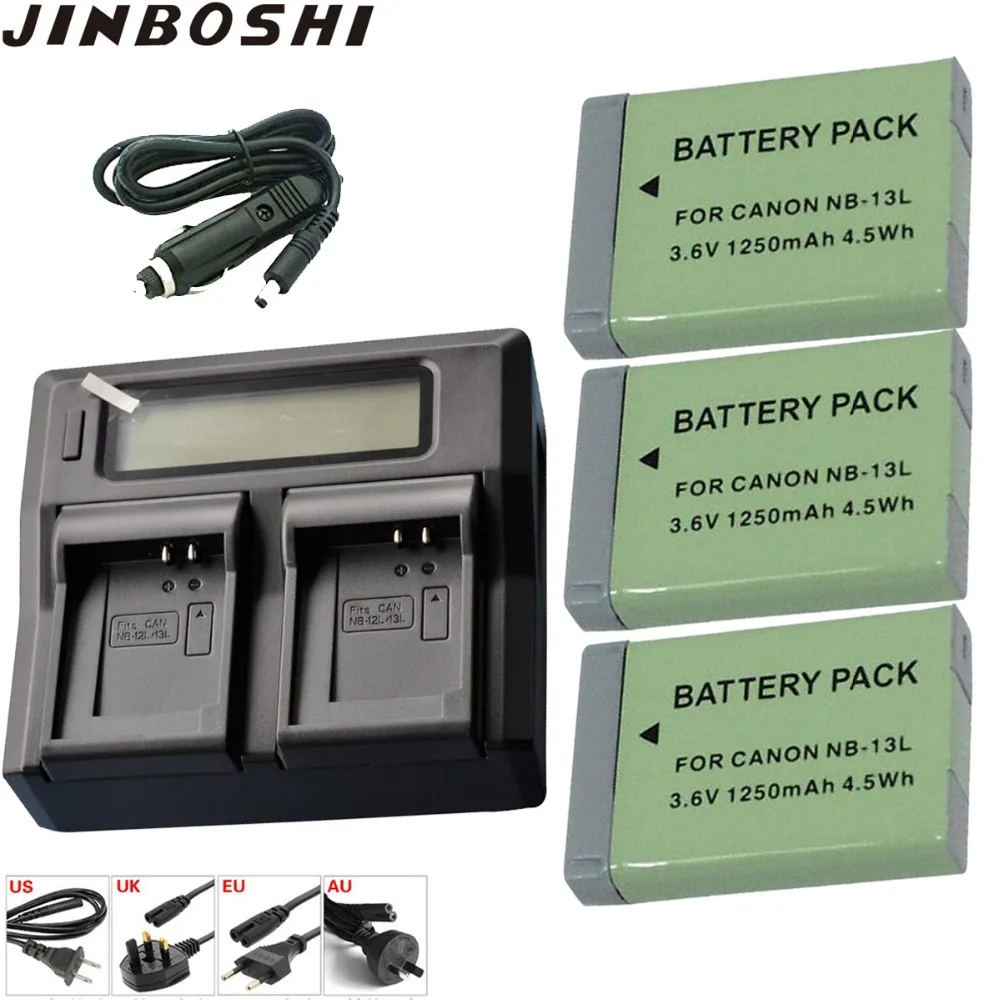 

3X NB-13L NB 13L 1250mAh Rechargeable Battery + LCD Dual Quickly Charger for Canon G5X G7X G9X G7 X Mark II SX720 HS Bateria
