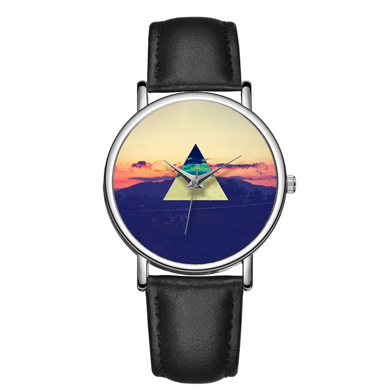 

C-9002 Beautiful Landscape Unisex Fashion Wrist Watch Silver Case Alloy Leather Vintage Watch Best Price Watch