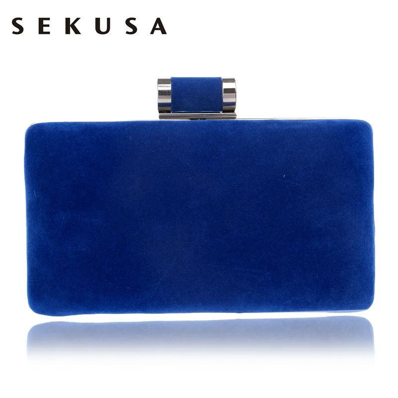 

SEKUSA Chain Shoulder Women Evening Bags Velvet Small Clutch Wedding Party Dinner Fashion Evening Bags Mixed Candy Color Bag