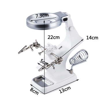 

LED Clamp Soldering Iron Stand Helping Hands Magnifying Glass Magnifier Clip SMD Hands Soldering Iron Stand WHITE A25