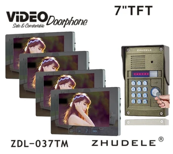 

ZHUDELE Top Quality Acrylic ABS Monitor 7" Video Door Phone Intercom System 700TVL HD IR Camera with RFID panel in stock
