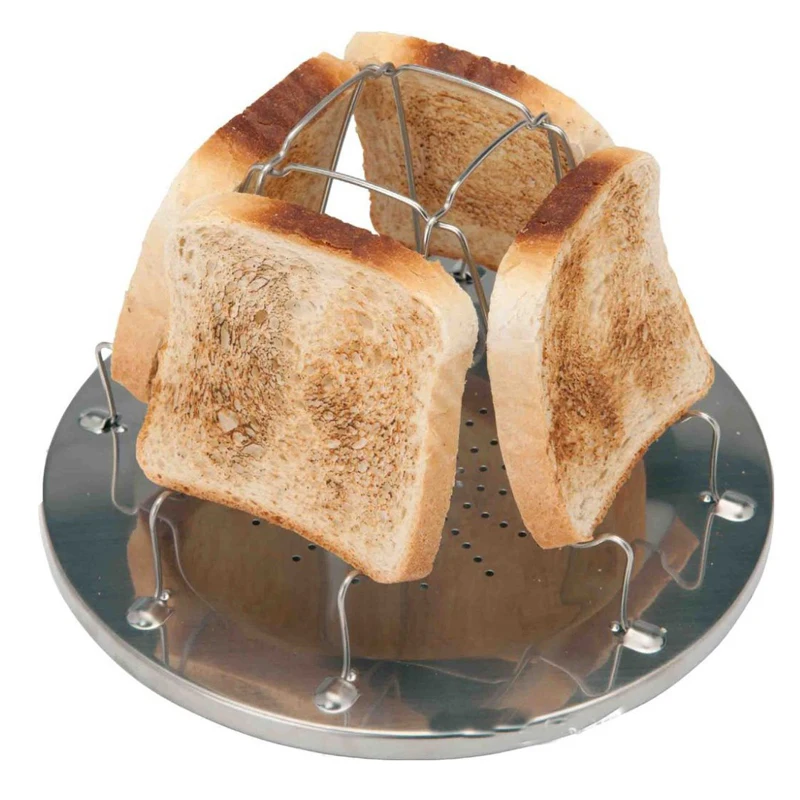 

New Arrival Stainless Steel Foldable Toaster Rack 4 Slice Toaster Tray Camping Outdoor Cooking Tools Toast Rack Kitchen Tools