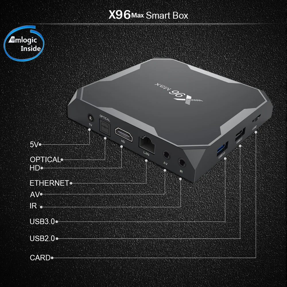 Android 8,1 caja de TV X96 Max Amlogic S905X2 4 K Media Player 4 GB RAM 64G X96Max DDR4 QuadCore 2,4G y 5G Dual Wifi pk T9 H96 MAX Plus - 4