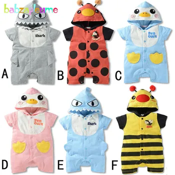 

0-18Months/Summer Newborn Costume Baby Jumpsuit Boys Girls Clothes Cartoon Cute Hooded Rompers One Piece Infant Clothing BC1292