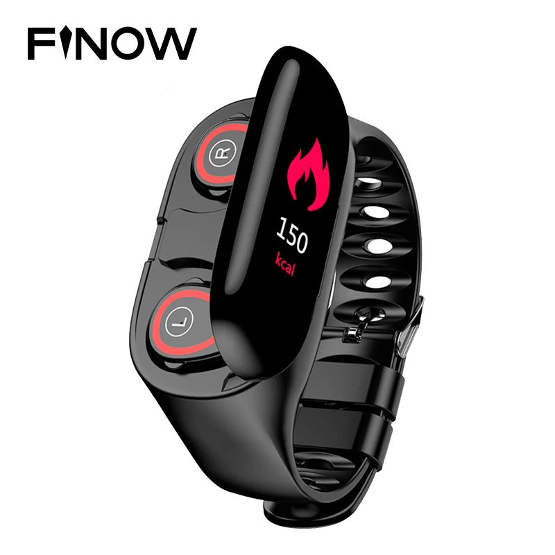 

2019 Finow M1 Newest AI Smart Watch With Bluetooth Earphone Heart Rate Monitor Smart Wristband Long Time Standby Sport Watch Men